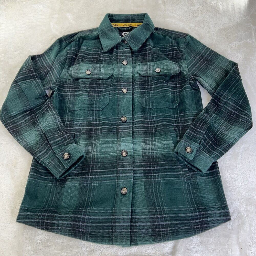 Ski-Doo Women's Size Small Flannel Overshirt Green Plaid